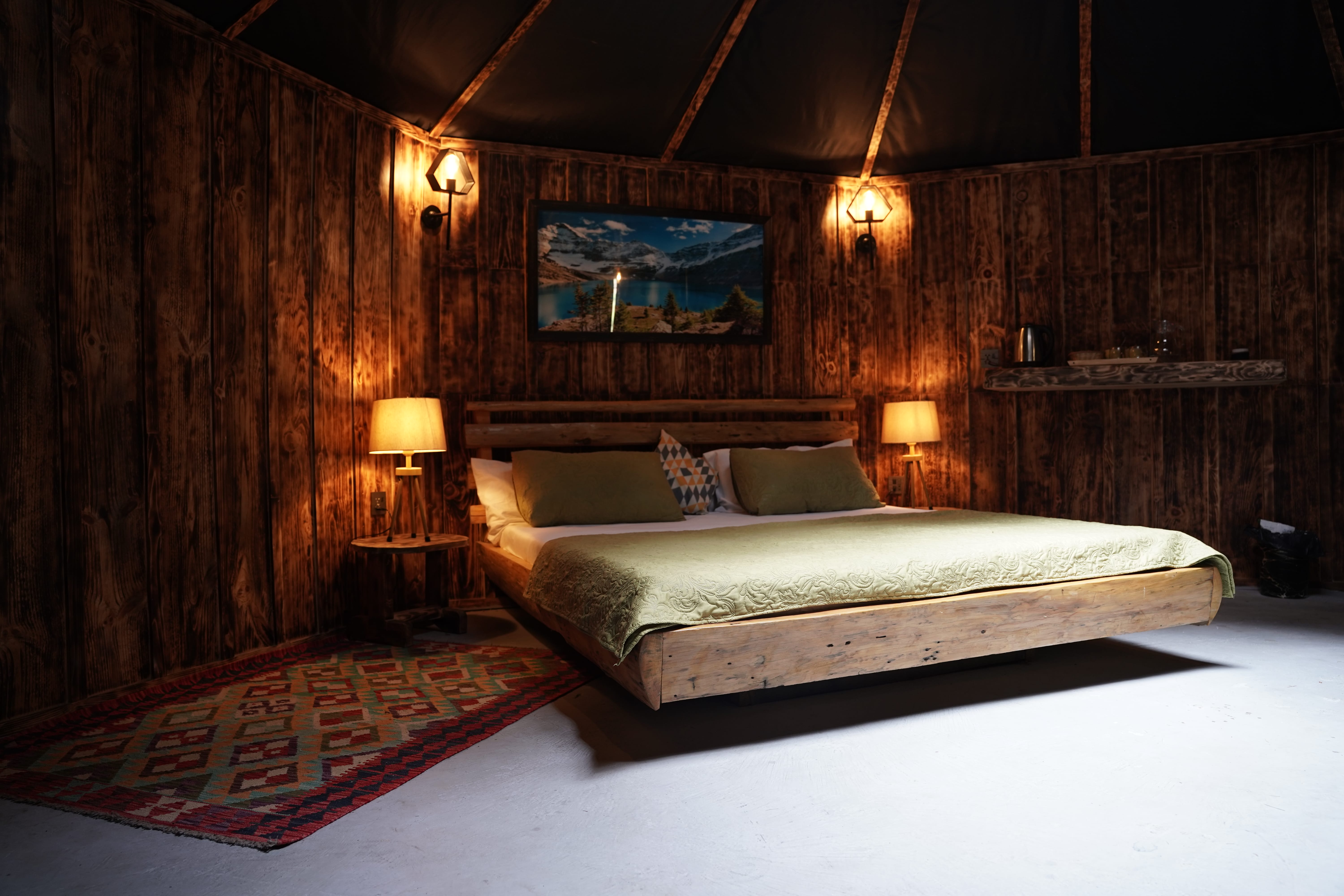 Geometric Retreat — cedar interior